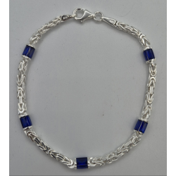 MASSIEF ZILVEREN KONINGSARMBAND MET BAUWE BAQUETTE ZIRKONIA - 42350