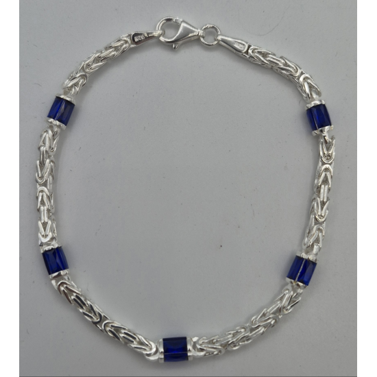 MASSIEF ZILVEREN KONINGSARMBAND MET BAUWE BAQUETTE ZIRKONIA - 42350