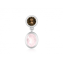 Zilveren fantasie hanger met roze en rook quartz - 42381