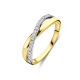 14k Geel en witgouden ring uitgevoerd met diamant. De ring heeft een breedte van 5mm en een diamant gewicht van 0.14ct. - 42629