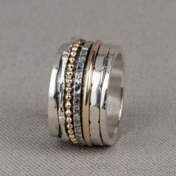 JEH RING ZILVER GEOXIDEERD + WIT EN GOLDFILLED - 42718