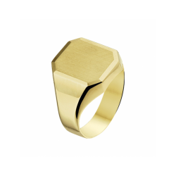 geelgouden graveerring mat gediamanteerd - 41395