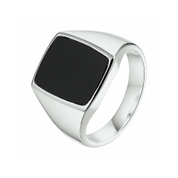 Zilveren zegelring massief met onyx - 41383