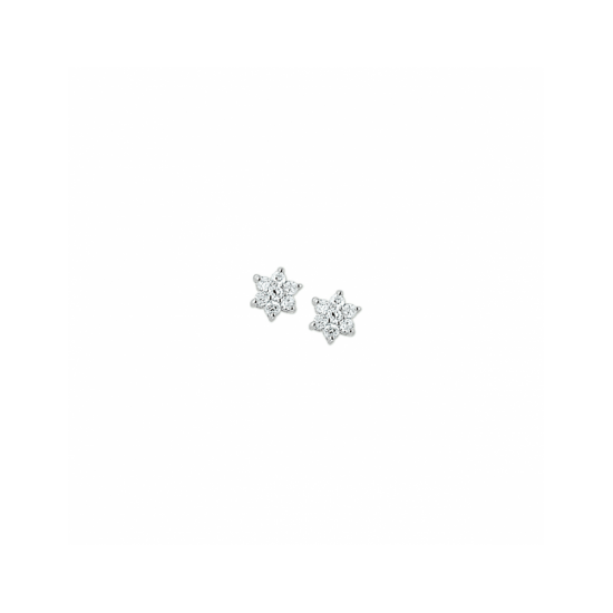 oorknoppen ster zirkonia halo 6 mm - 42205