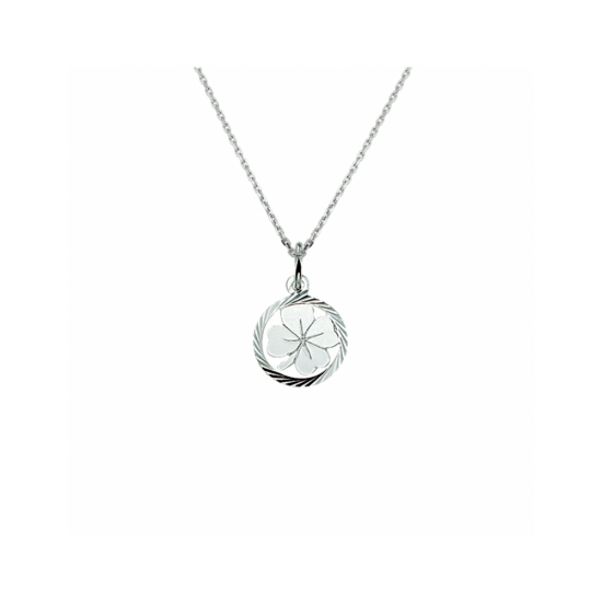 collier klavertje zilveren collier met hanger klaver, collier 1.3mm 41-45 cm - 42278