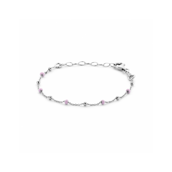 armband bolletjes roze emaille 13 + 3 cm - 41938