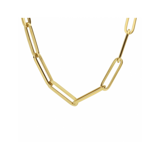 9k collier paperclip vierkante buis 6,0 mm 45 cm - 42744